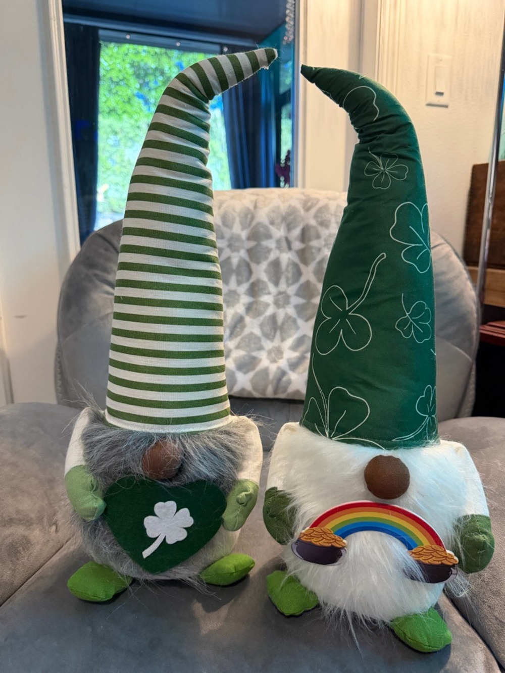 St. Patrick's Green Gnome Pair - Stripe & Shamrock Hats